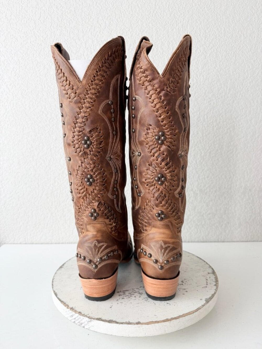 Lane COSSETTE Cowboy Boots Cognac Brown Western Cowgirl Tall Snip Toe Size 7.5 - Picture 3 of 13